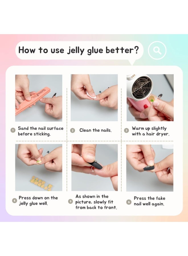 ChicAbode Nail Glue Stickers, Double Side for Press on Nails Stickers,Waterproof Breathable False Nail Tips Jelly Adhesive Nail Tabs Glue (25 Sheets/600 Pcs) - Image 5